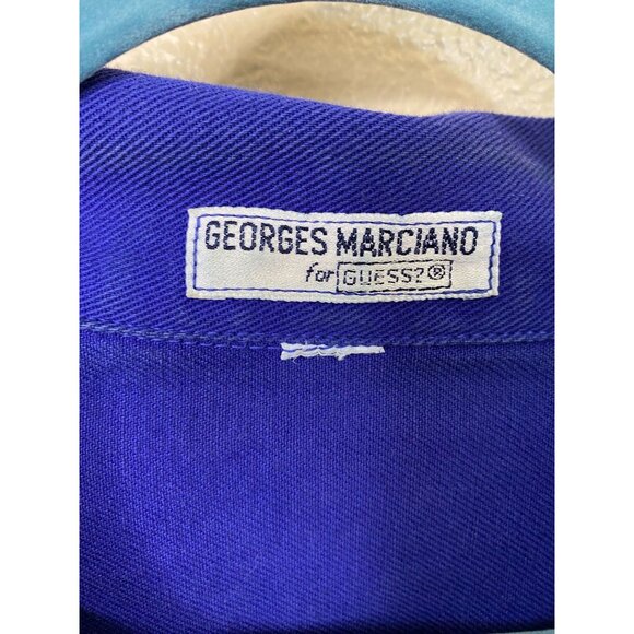Georges Marciano Guess Womens Cropped Denim Jacket Button-Up S Blue Vintage - Picture 3 of 6